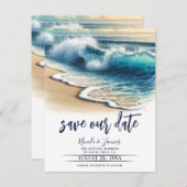 Absturzwellen Küstengebiete Save the Date Foto Einladung (Vorne/Hinten)