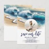 Absturzwellen Küstengebiete Save the Date Foto Einladung (Vorne/Hinten)