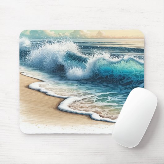 Absturzwellen Rustikaler Küstenstrände Mousepad (Mit Mouse)