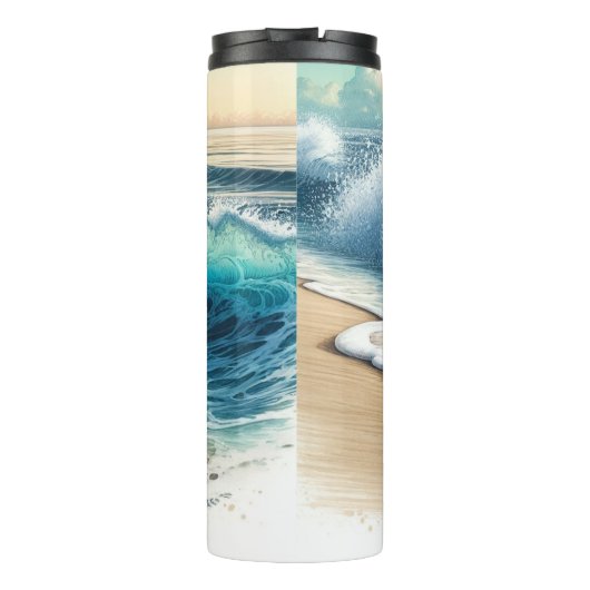 Absturzwellen Rustikaler Küstenstrände Thermosbecher (Rückseite)