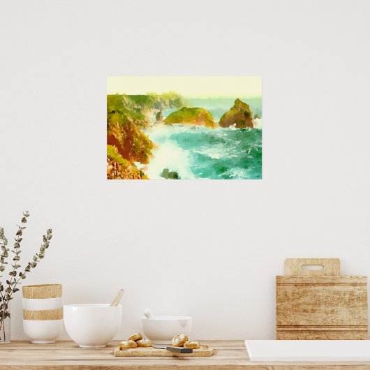 Absturzwellen Wasserfarbe Poster (Küche)