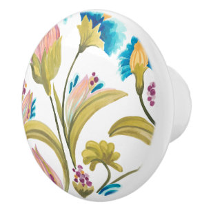 Abtei-Blumenfliesen - Frühlings-Blumen Keramikknauf