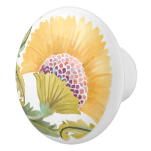 Abtei-Blumenfliesen - Gelb Keramikknauf