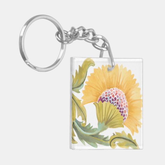 Abtei-Blumenfliesen - Gelb Schlüsselanhänger (Vorderseite links)