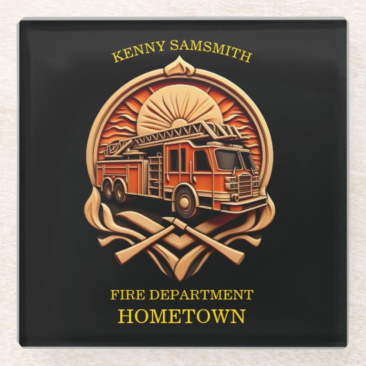 Abteilung für Mut und Dedication Fire Glasuntersetzer (Vorderseite)