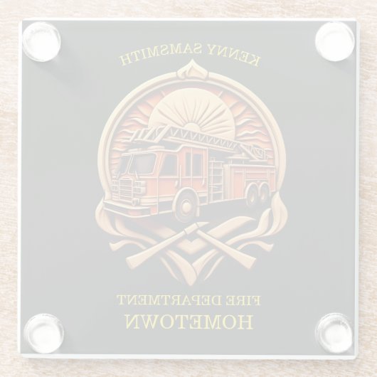 Abteilung für Mut und Dedication Fire Glasuntersetzer (Rückseite)