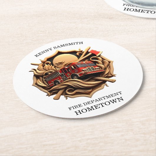 Abteilung für Mut und Dedication Fire Runder Pappuntersetzer (Angewinkelt)