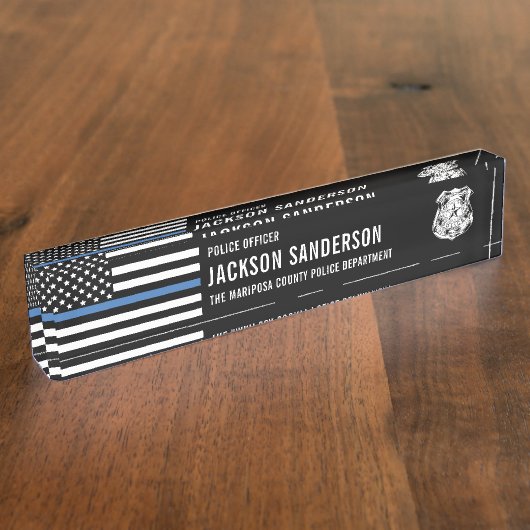 Abteilung für Zollpolizei Thin Blue Line Namensplakette (Seite)