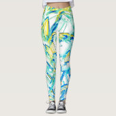 Abtropffarbene Tinte, Bild von gelben, klaren Zyan Leggings (Vorderseite)