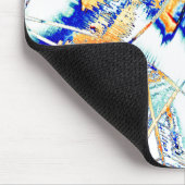 Abtropfte Tinte, Bild mit orangefarbenem und blaue Mousepad (Ecke)
