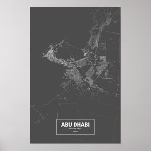 Abu Dhabi, Arabische Emirate (weiß auf Schwarzem) Poster