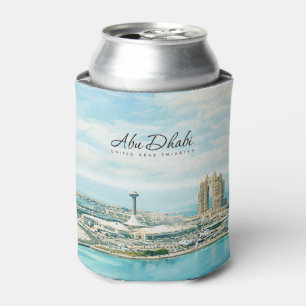 Abu Dhabi Skyline Aquarell Reiseandenken Dosenkühler