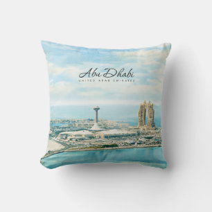 Abu Dhabi Skyline Aquarell Reiseandenken Kissen