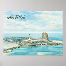 Abu Dhabi Skyline Aquarell Reiseandenken