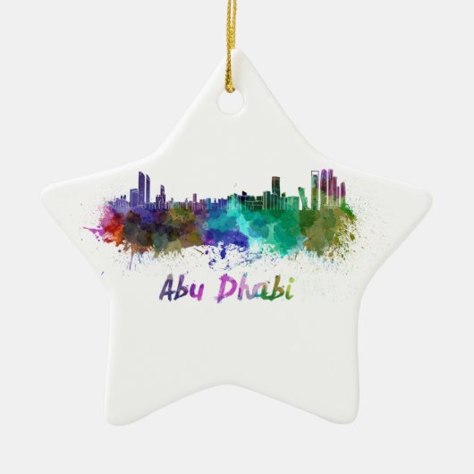 Abu Dhabi skyline im Watercolor Keramik Ornament (Vorne)