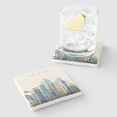 Abu Dhabi, Stadt-Skyline Arabische Emirates | Steinuntersetzer (Seitenansicht)