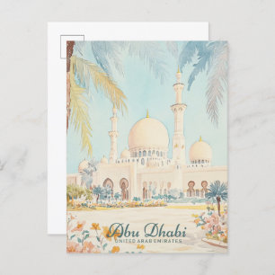 Abu Dhabi UAE Gouache Paint Illustration Travel Postkarte