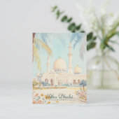 Abu Dhabi UAE Gouache Paint Illustration Travel Postkarte (Stehend Vorderseite)