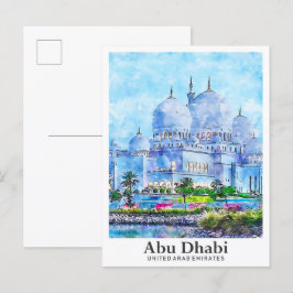 Abu Dhabi UAE Reisen Wasserfarbe Hand gezogen Postkarte