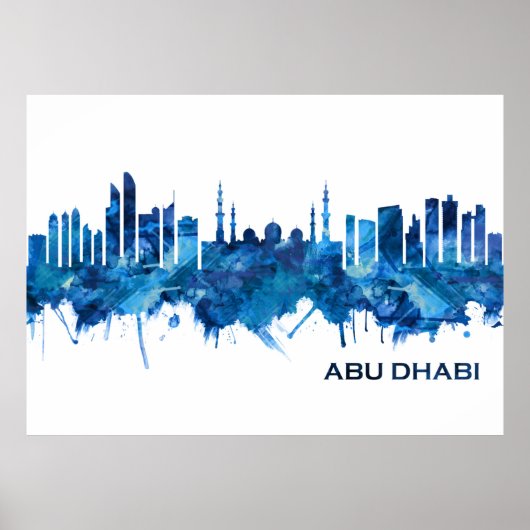 Abu Dhabi UAE Skyline Blue Poster (Vorne)