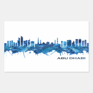 Abu Dhabi UAE Skyline Blue Rechteckiger Aufkleber
