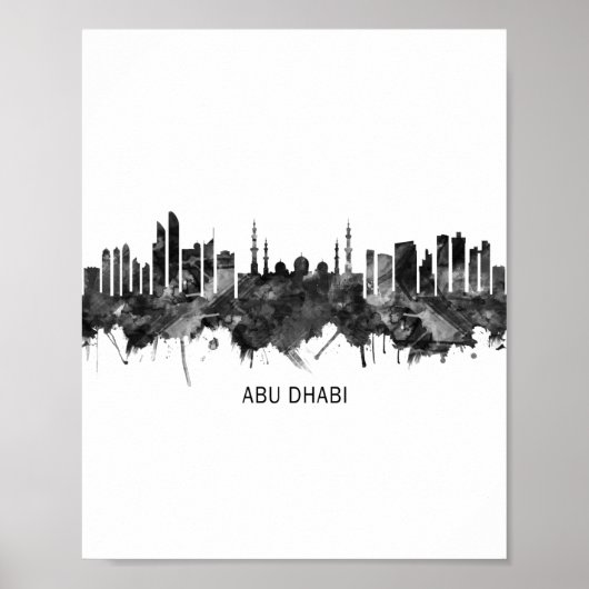 Abu Dhabi UAE Skyline BW Poster (Vorne)