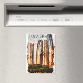 Abu Dhabi UAE Watercolor Skyline Magnet (In Situ (Geschirrspüler))