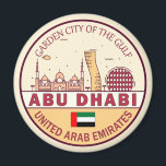 Abu Dhabi United Arab Emirates City Skyline Emblem Magnet<br><div class="desc">Abu Dhabi minimalistisches,  farbenfrohes Kunstdesign mit Denkmälern und Sehenswürdigkeiten der Stadt in den Vereinigten Arabischen Emiraten.</div>