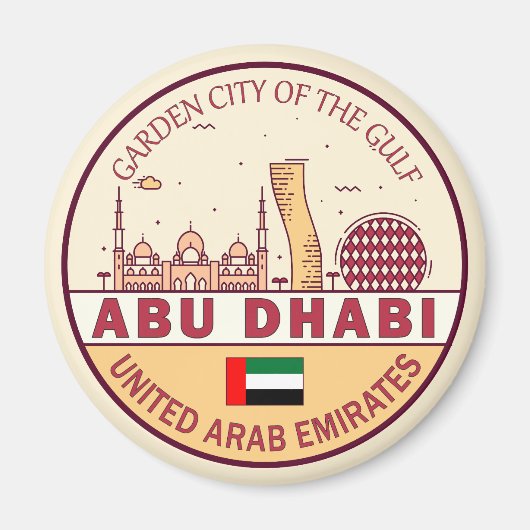 Abu Dhabi United Arab Emirates City Skyline Emblem Magnet (Vorne)