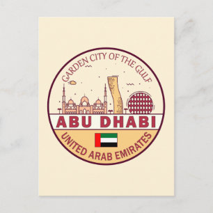 Abu Dhabi United Arab Emirates City Skyline Emblem Postkarte
