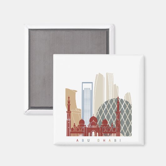 Abu Dhabi V2 Skyline-Poster Magnet (Vorderseite/Rückseite)
