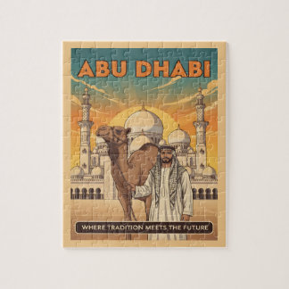 Abu Dhabi Vintage-Reisepostkarte mit Kamel Puzzle