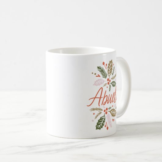 Abuela Bright Holly Weihnachts Red Script Kaffeetasse (VorderseiteRechts)