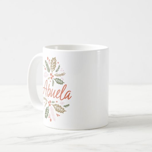 Abuela Bright Holly Weihnachts Red Script Kaffeetasse (Vorderseite Links)