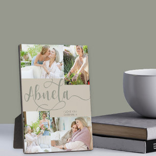 Abuela Calligraphy 4 Foto Beige Tabletop Plaque Fotoplatte