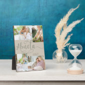 Abuela Calligraphy 4 Foto Beige Tabletop Plaque Fotoplatte (Seite)