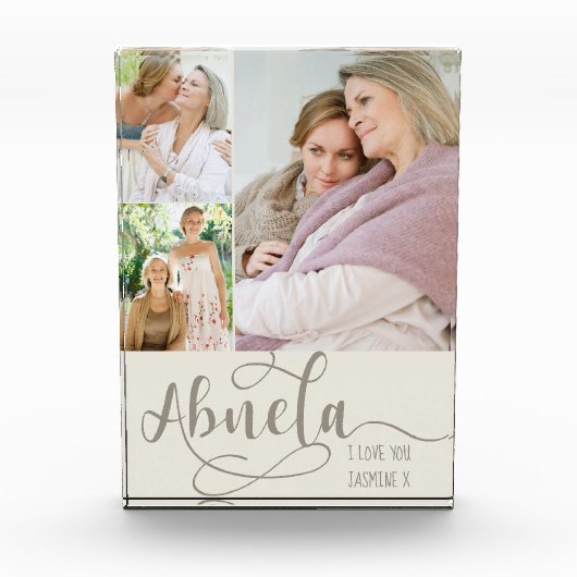 Abuela Calligraphy I Liebe You 3 Foto Creme Brown (Vorderseite)