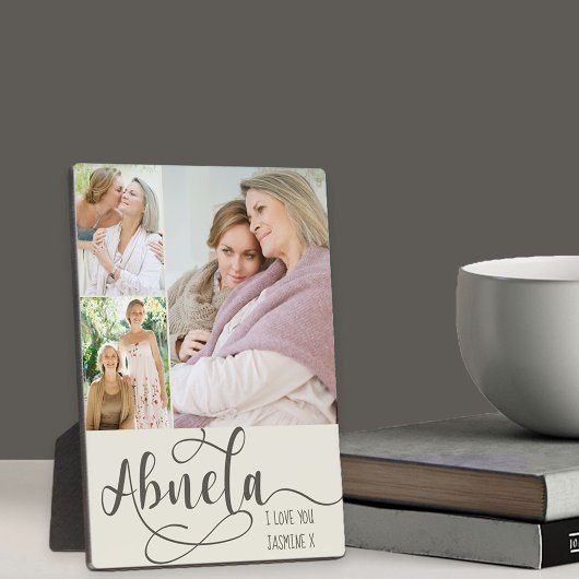 Abuela Calligraphy I Liebe You 3 Foto Creme Olive Fotoplatte