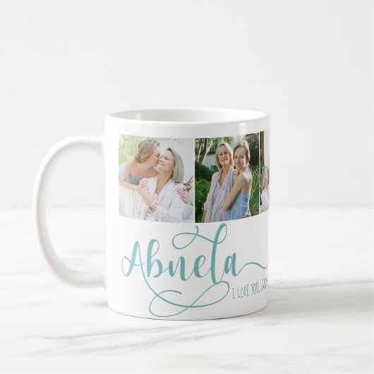 Abuela Calligraphy I Liebe You 6 Foto Kaffee Tasse (Links)