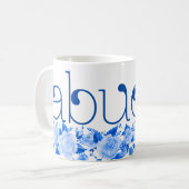 Abuela China Blue Watercolor Rose Kaffeetasse (Vorderseite Links)