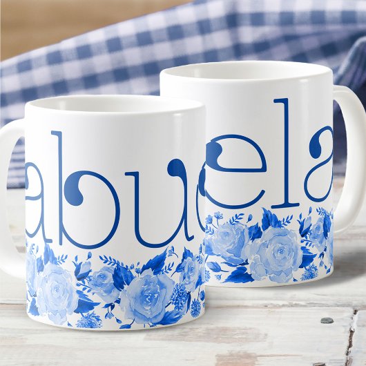 Abuela China Blue Watercolor Rose Kaffeetasse