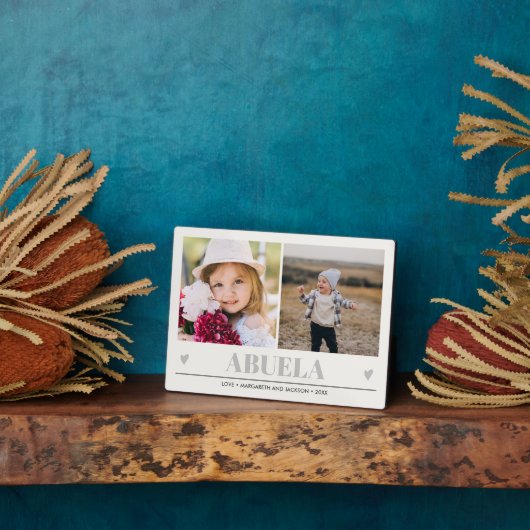 ABUELA Grandchildren 2 Foto GRAUE HERZ Plaque Fotoplatte (Seite)