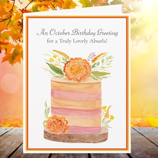 Abuela Oktober Geburtstag Marigolds auf Cake Karte