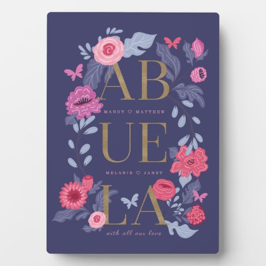 Abuela (Oma) Botanische Schmetterlingsrahmen Fotoplatte (Vorderseite)