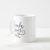 Abuela (Oma) kennt das Beste, handschriftlich Kaffeetasse (Vorderseite Links)