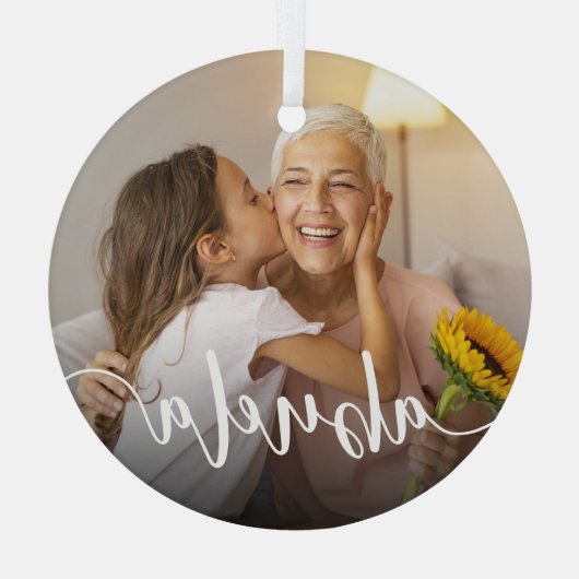 Abuela Oma Script Overlay Ornament Aus Glas (Rückseite)