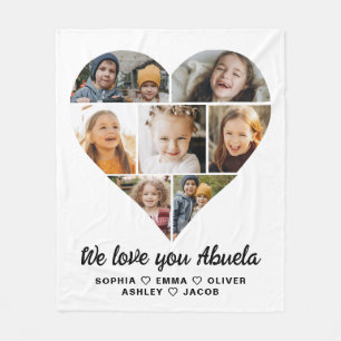 Abuela We Liebe you Heart Modern Foto Collage Fleecedecke