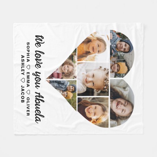 Abuela We Liebe you Heart Modern Foto Collage Fleecedecke (Vorderseite (Horizontal))