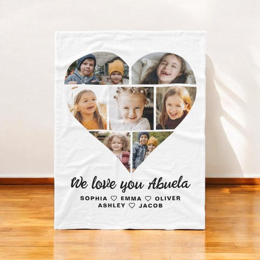 Abuela We Liebe you Heart Modern Foto Collage Fleecedecke