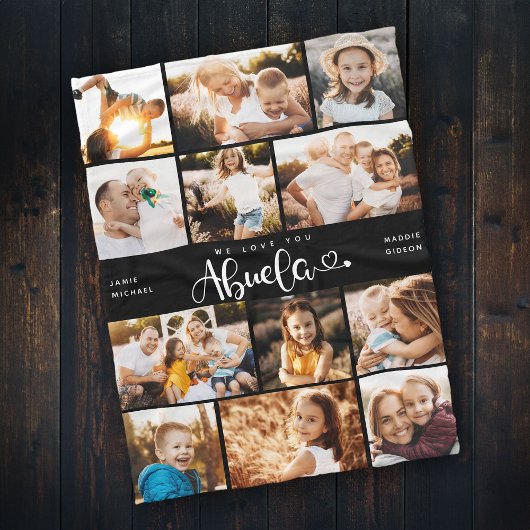 Abuela We Liebe you Hört Moderne FotoCollage Fleecedecke